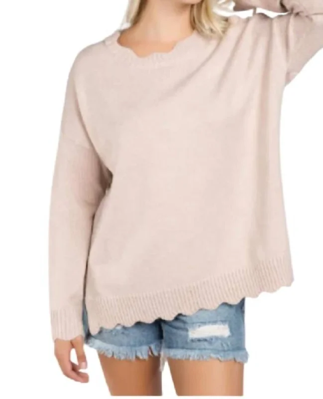 Drop Shoulder Lacing Detail Sweater In Dusty Pink