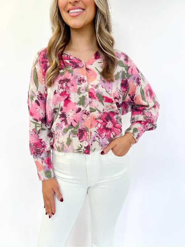 Blush Plum Printed Cardigan