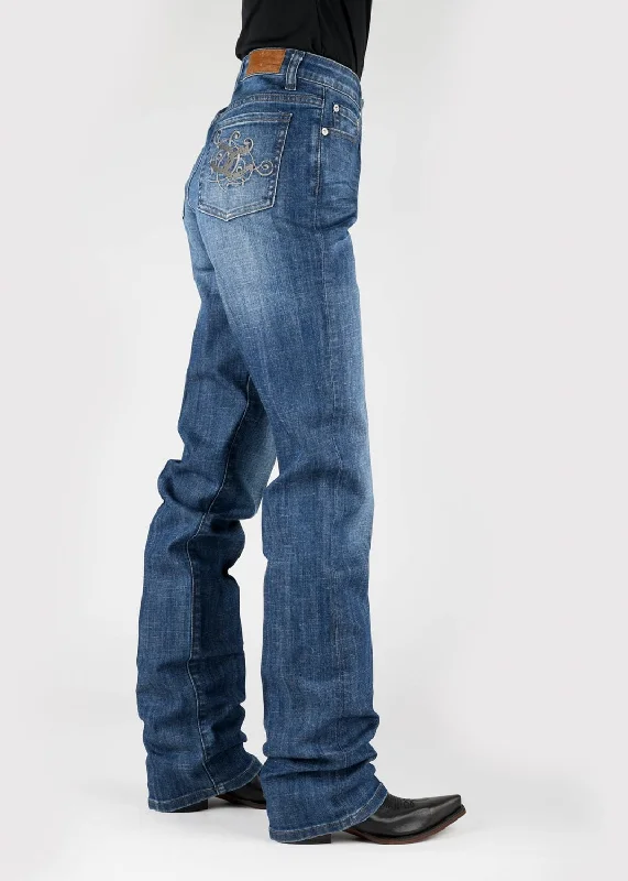 Elegant Design Tin Haul Womens Rachel Double Horseshoe Blue Cotton Blend Jeans