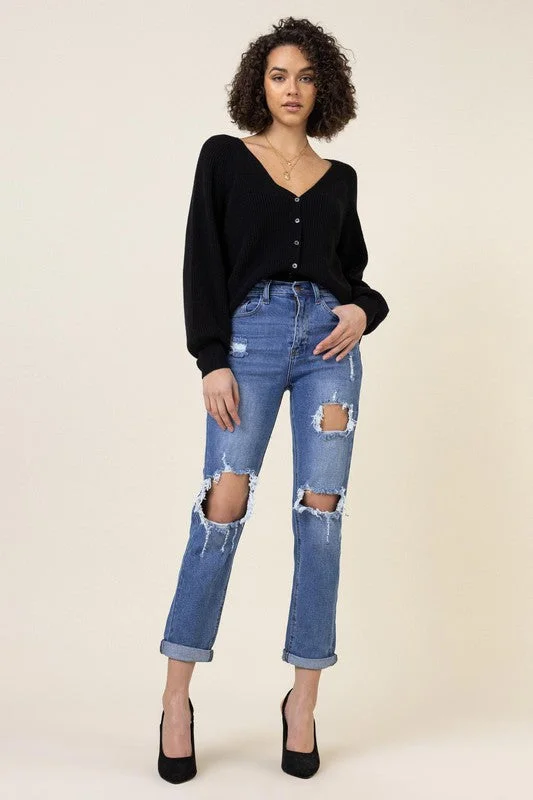 Personalized Wear Distressed Boyfriend Jeans