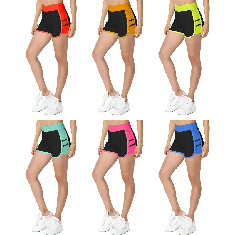 4Pack Womens Athletic Summer Yoga Gym Running Dolphin Breathable Fitness Shorts