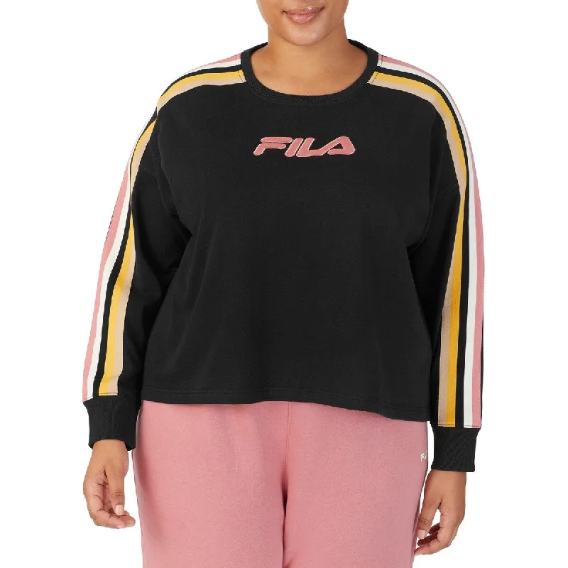 Fila Women's Clover Crewneck Logo Colorblocked Sweatshirt Black Size 3X