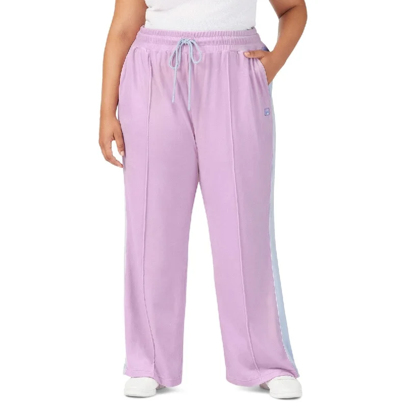 Fila Women's Valery Mid Rise Drawstring Velour Pants Purple Size 2X