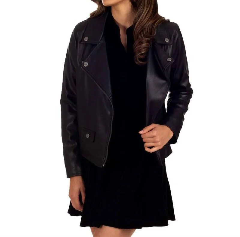 Faux-Leather Biker Jacket In Black