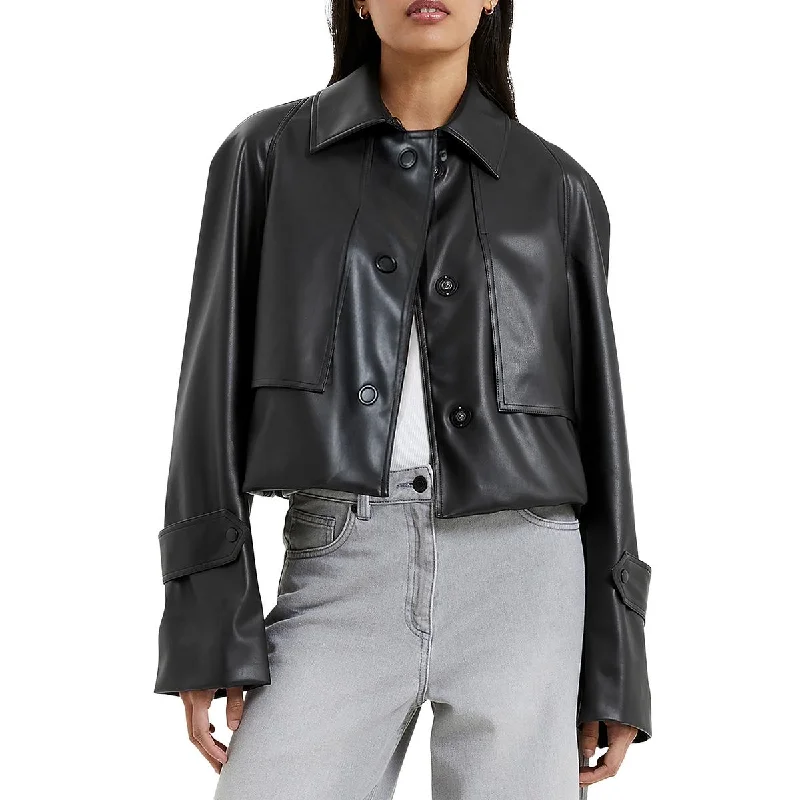 French Connection Womens Corlenda Faux leather Short Shirt Jacket