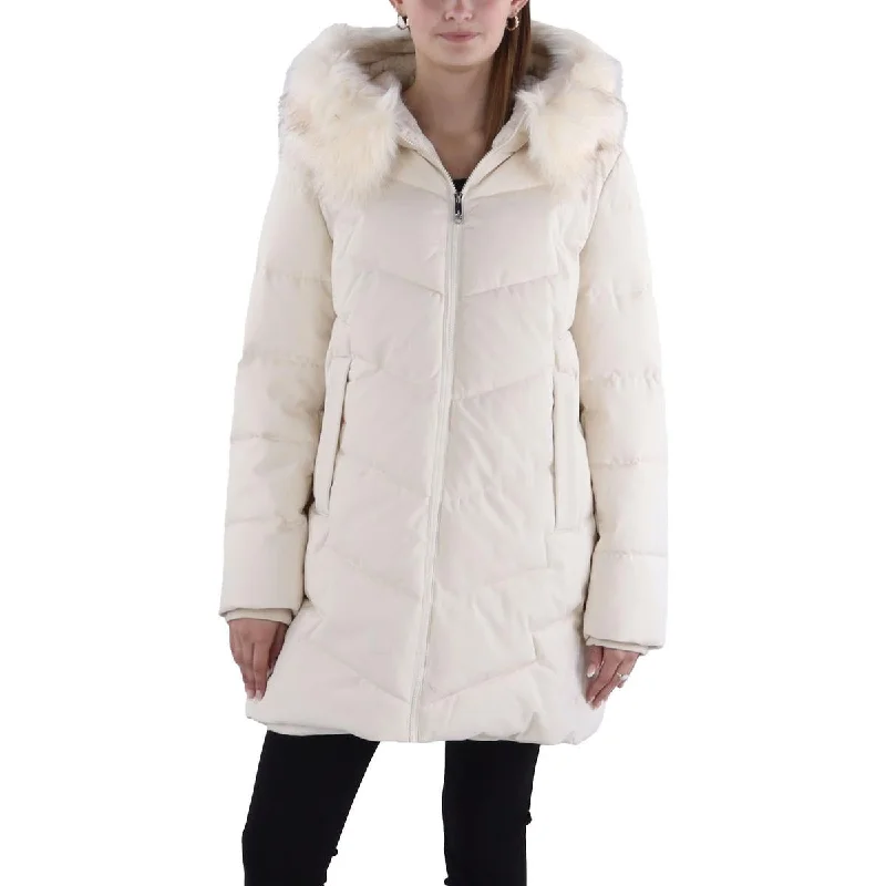 Sam Edelman Womens Quilted Hooded Parka Coat