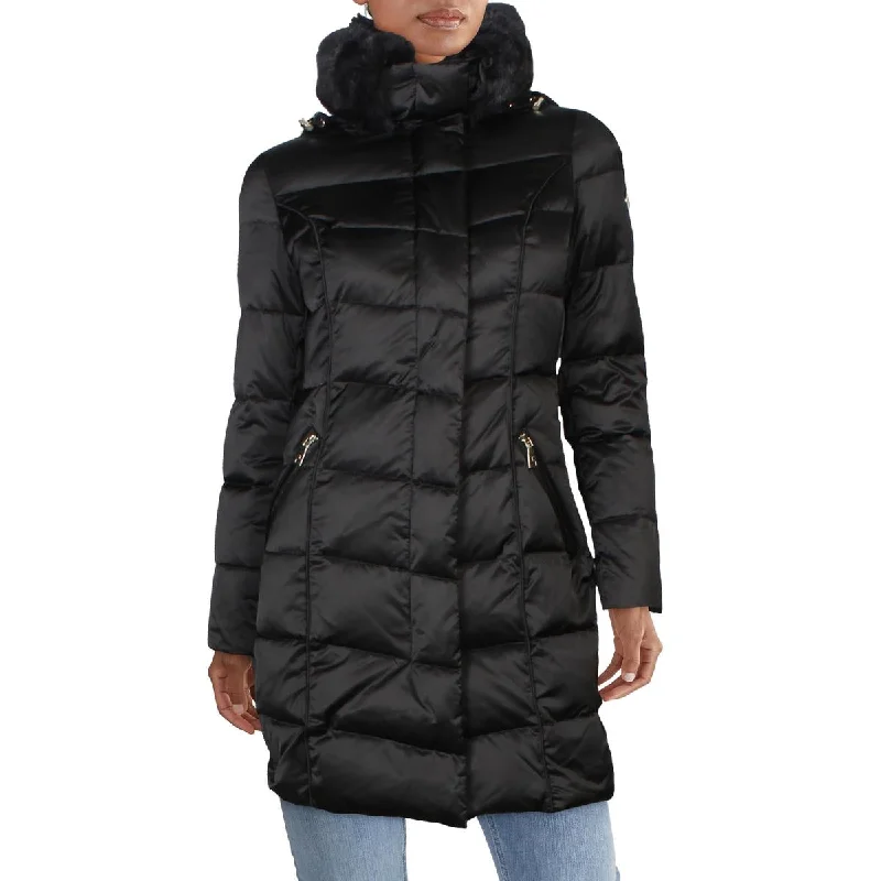 Tahari Womens Quilted Midi Puffer Coat