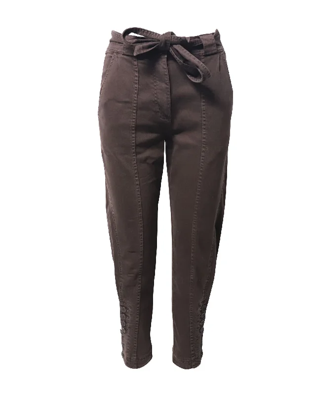 Ulla Johnson Carmen High Rise Tapered Jeans in Brown Cotton