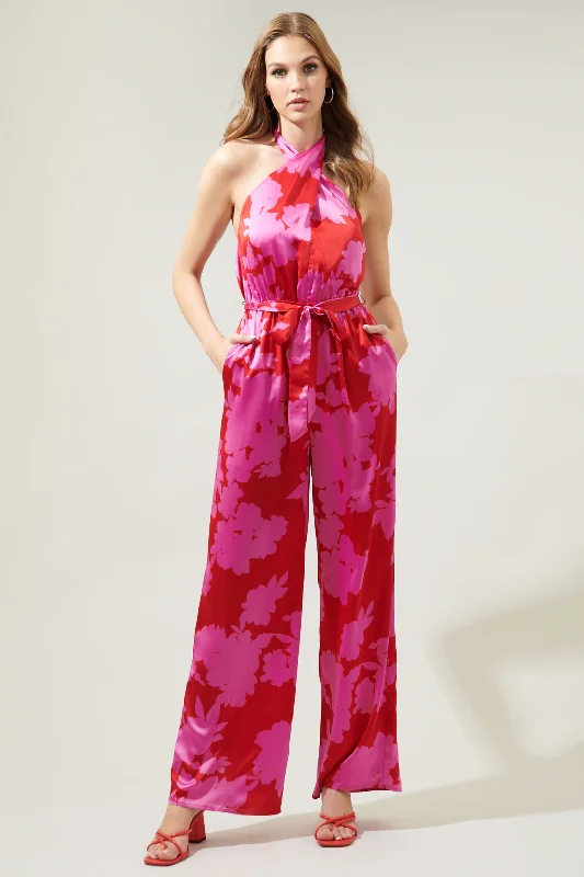 Burning Love Villanueva Satin Halter Jumpsuit