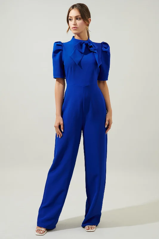 Chelsea Tie Neck Pleated Sleeve Jumpsuit