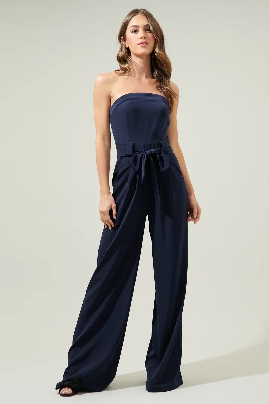 Lappel Tube Top Wide Leg Jumpsuit