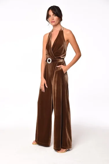 Cora Velvet Halter Neck Jumpsuit