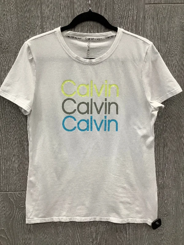 Athletic Top Short Sleeve By Calvin Klein Performance In White, Size: Xl