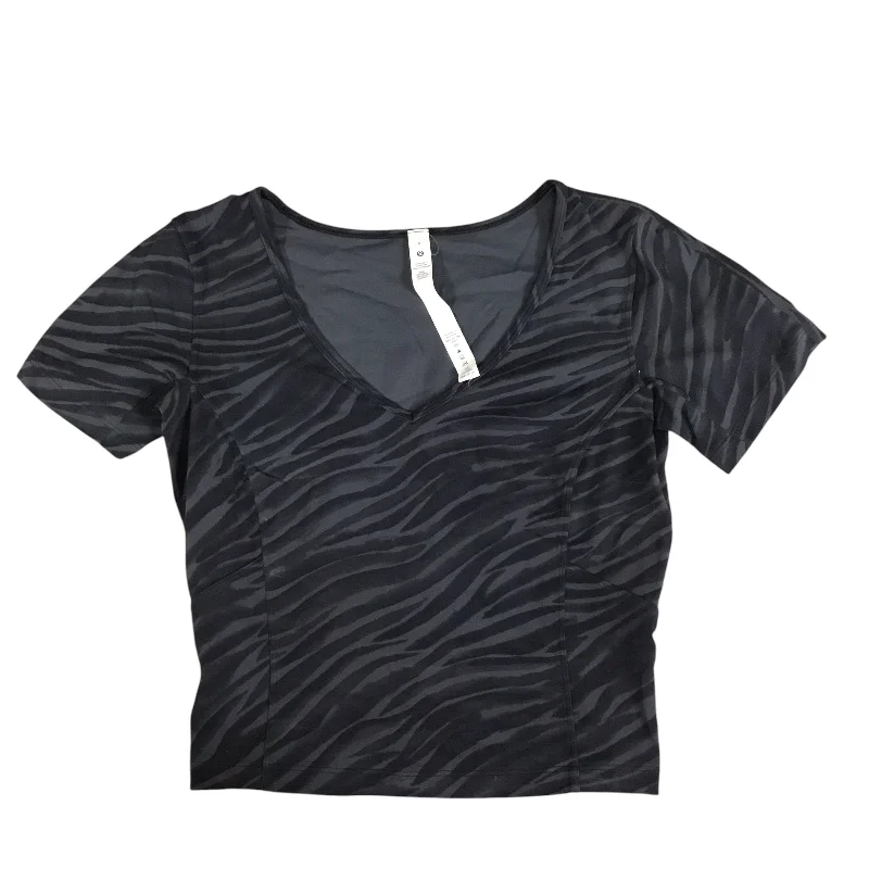 Athletic Top Short Sleeve By Lululemon In Black & Grey, Size: 6