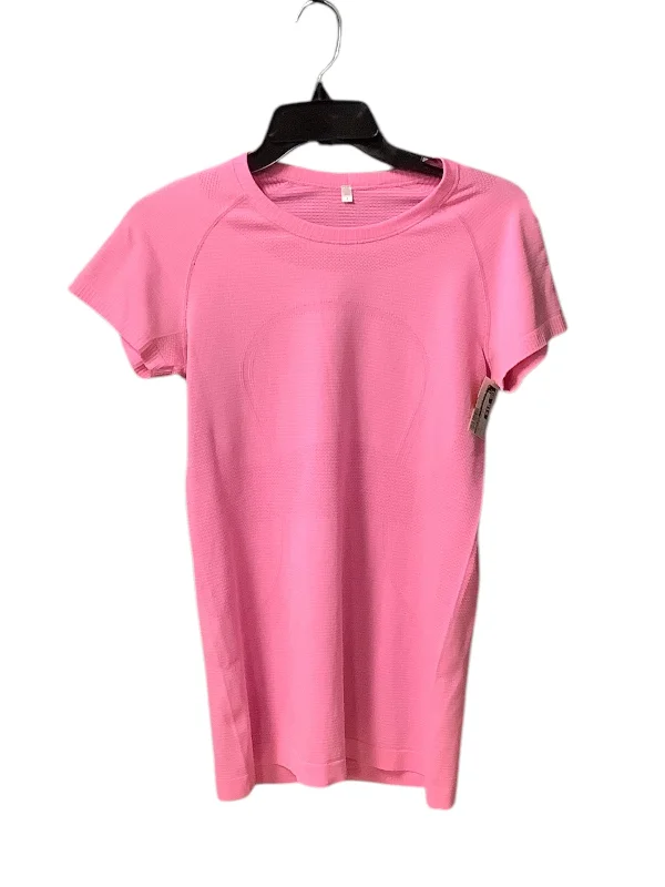 Athletic Top Short Sleeve By Lululemon In Pink, Size: 8