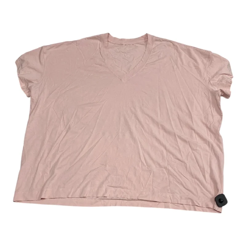 Athletic Top Short Sleeve By Lululemon In Pink, Size: Xl