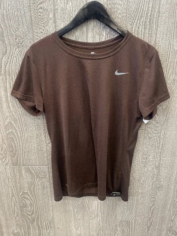 Athletic Top Short Sleeve By Nike In Brown, Size: L