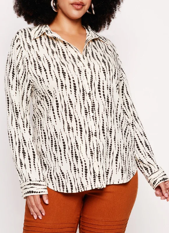 Plus Size Printed Button Front Shirt