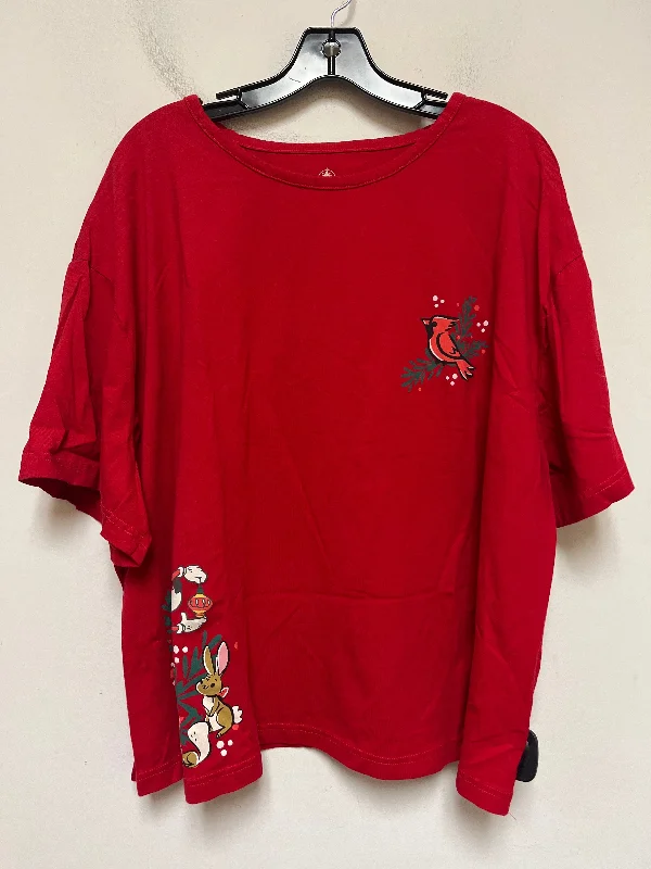 Top Short Sleeve Basic By Walt Disney In Red, Size: 3x