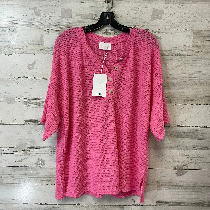 Top Short Sleeve By Andree By Unit In Pink, Size: 2x