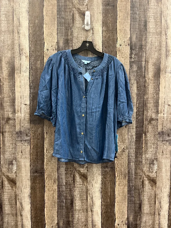 Top Short Sleeve By Draper James In Blue Denim, Size: Xl