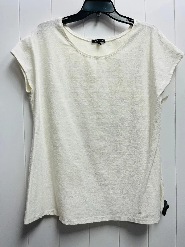 Top Short Sleeve By Eileen Fisher In Cream, Size: Xl