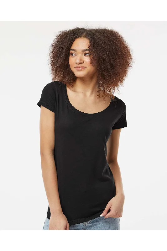 Tultex Womens Poly-Rich Short Sleeve Scoop Neck T-Shirt - Black