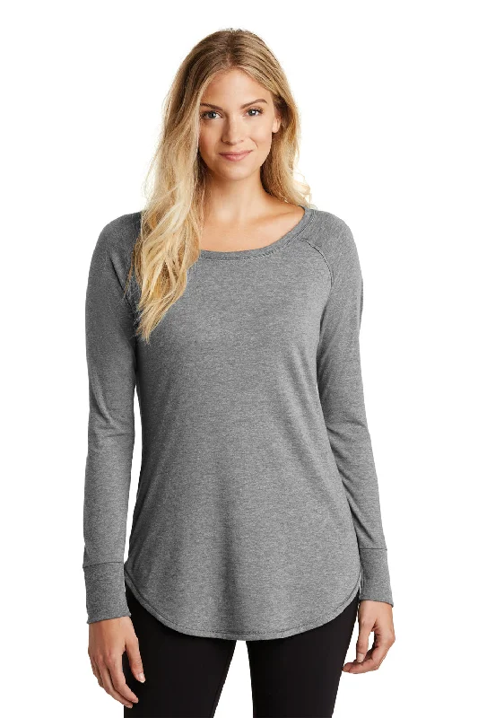 District Womens Perfect Tri Long Sleeve Crewneck T-Shirt - Grey Frost