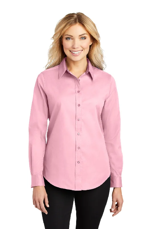 Port Authority Womens Easy Care Wrinkle Resistant Long Sleeve Button Down Shirt - Light Pink