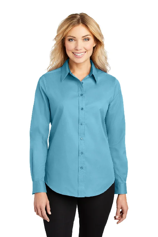 Port Authority Womens Easy Care Wrinkle Resistant Long Sleeve Button Down Shirt - Maui Blue