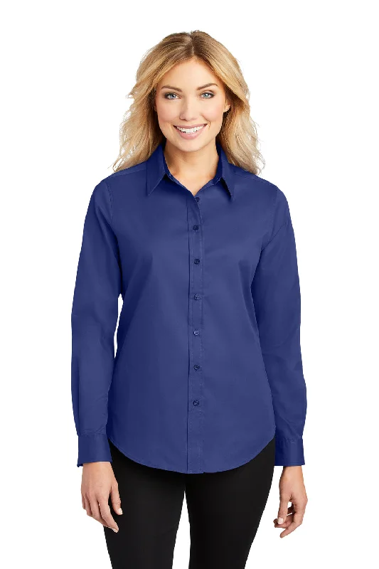 Port Authority Womens Easy Care Wrinkle Resistant Long Sleeve Button Down Shirt - Mediterranean Blue