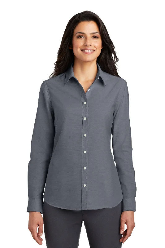 Port Authority Womens SuperPro Oxford Wrinkle Resistant Long Sleeve Button Down Shirt - Black